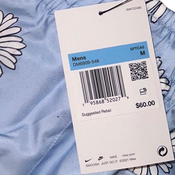 Nike Sportswear Daisy Print Flow Shorts Light Marine / White DM6909-548 - Picture 5 of 10